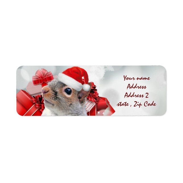 Étiquettes de adresse d'écureuil de Noël (Devant)
