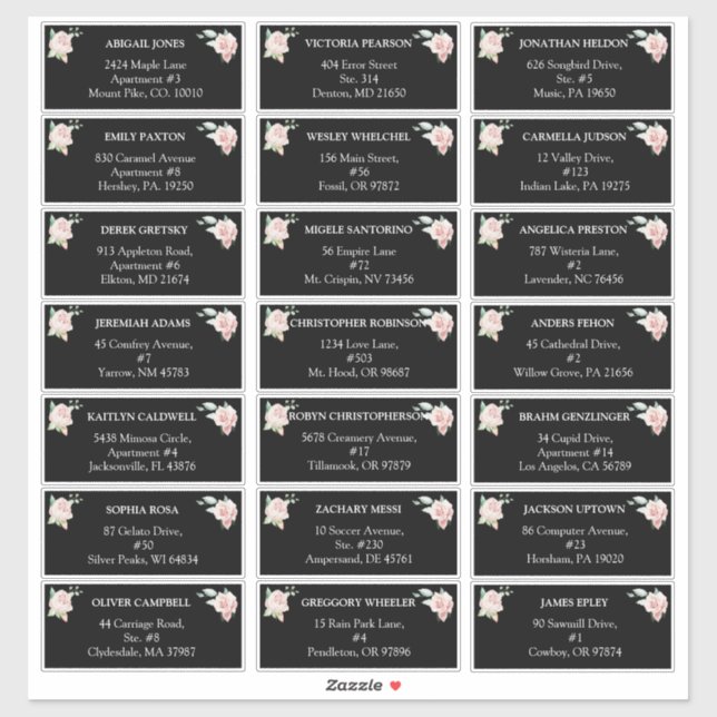 Étiquettes de adresse d'invités Mariages Floral Bl (Feuille)