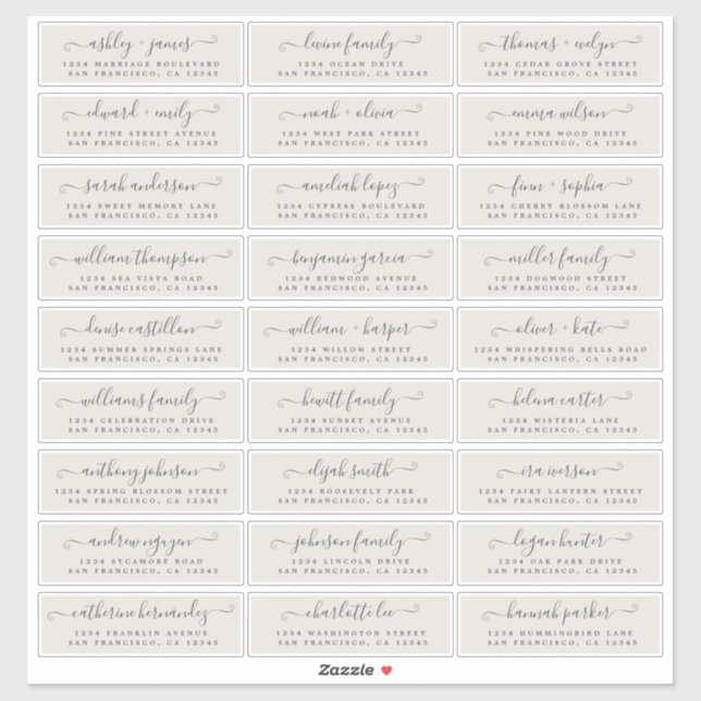 Étiquettes de adresse d'invités Mariages personnal (Feuille)