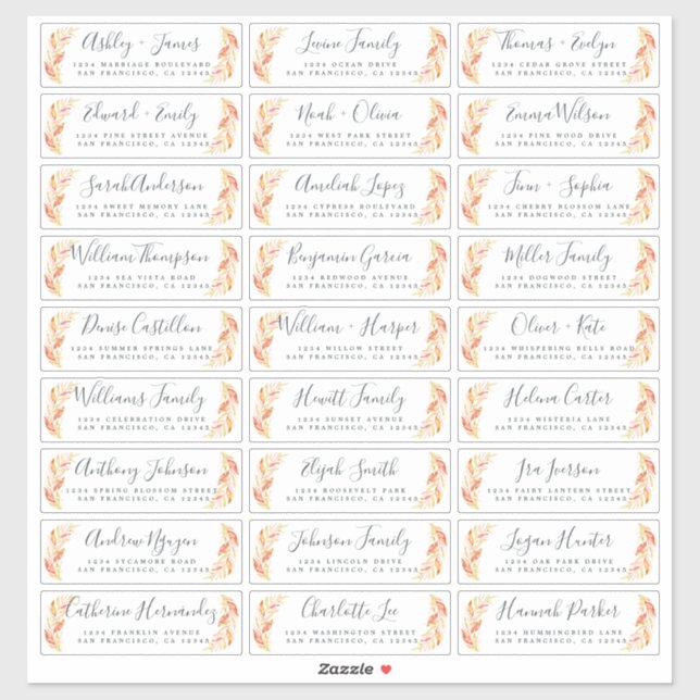 Étiquettes de adresse d'invités Mariages personnal (Feuille)