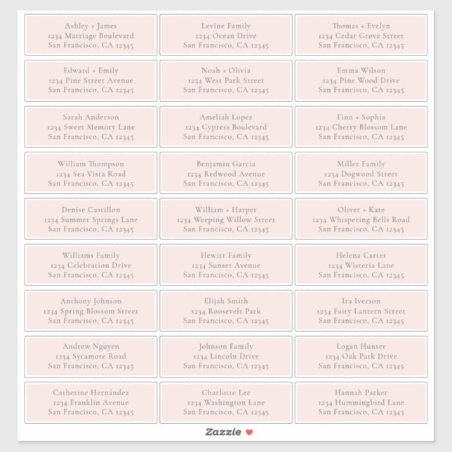 Étiquettes de adresse d'invités Mariages personnal (Feuille)