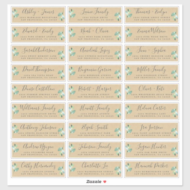 Étiquettes de adresse d'invités Mariages personnal (Feuille)