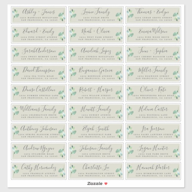 Étiquettes de adresse d'invités Mariages personnal (Feuille)