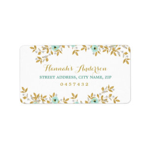 Étiquettes de adresse d'or à la Monnaie Florale