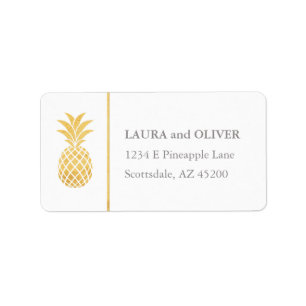 Étiquettes de adresse d'or de l'ananas tropical