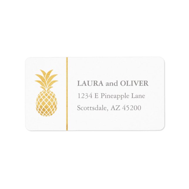Étiquettes de adresse d'or de l'ananas tropical (Devant)