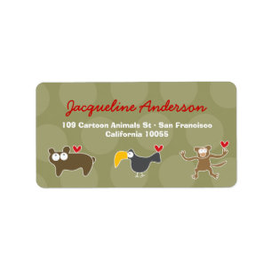 Étiquettes de adresse d'ours de toucan de singe de
