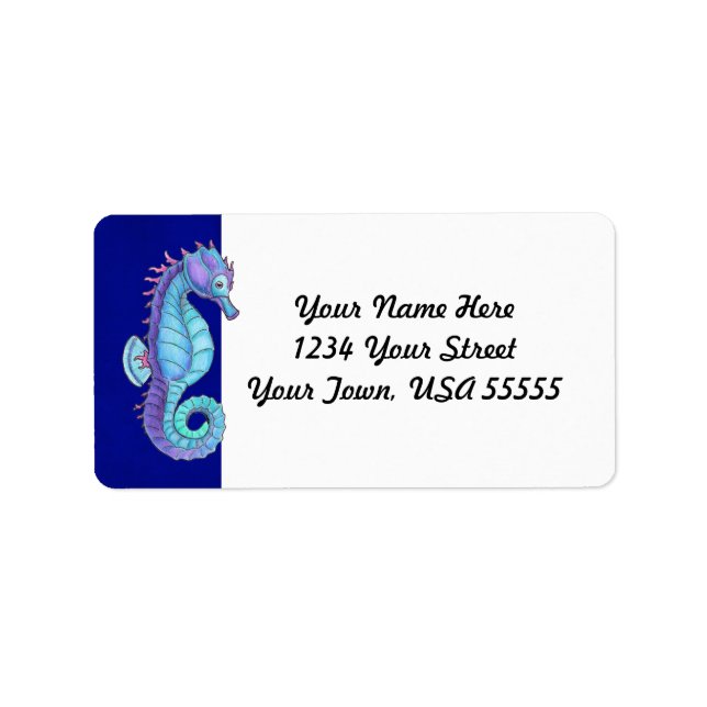 Étiquettes de adresse du Cheval de la mer bleue (Devant)