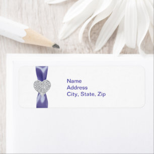 Étiquettes de adresse du coeur bleu violet Diamond