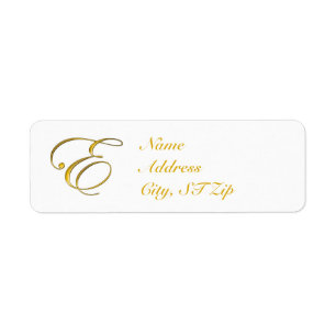 Étiquettes de adresse du monogramme E d'or