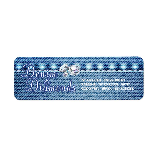 Étiquettes de adresse du parti Diamonds et Denim (Devant)
