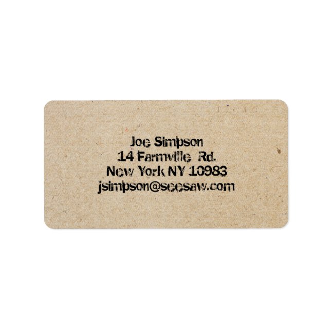 étiquettes de adresse estampillés à l'encre (Devant)
