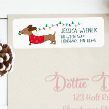 Étiquettes de adresse festifs de Noël Dachshund