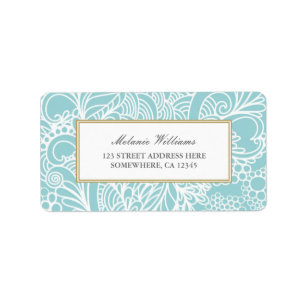 Étiquettes de adresse floraux bleus d'Aqua fleuri