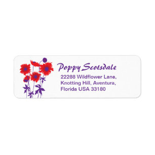 Étiquettes de adresse floraux graphiques minces d