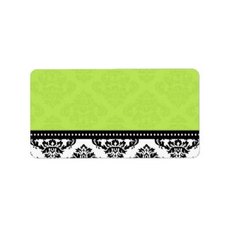 Étiquettes de adresse Green Mariage damassé