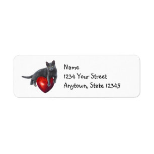 Étiquettes de adresse gris de retour de coeur de