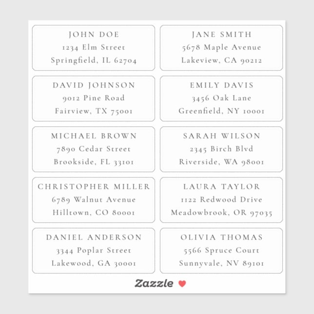 Étiquettes de adresse individuels (Feuille)
