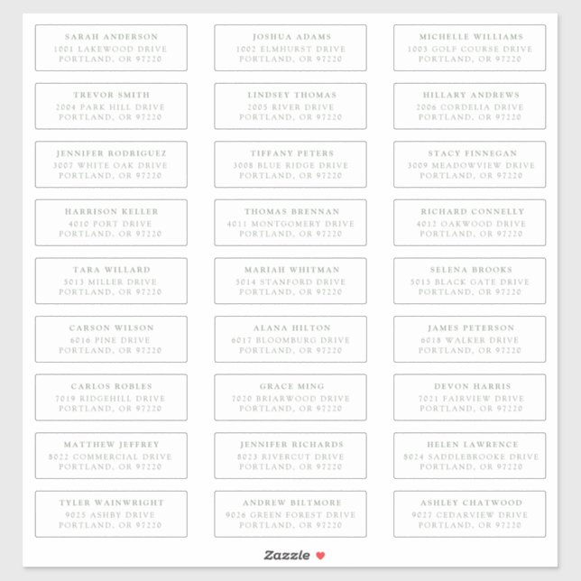 Étiquettes de adresse individuels Sage Green (Feuille)