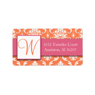 Étiquettes de adresse initiaux rose orange blanc D