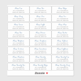 Étiquettes de adresse invités avec script bleu