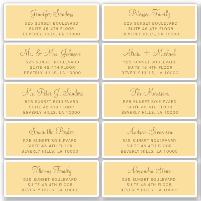 Étiquettes de adresse invités de mariage élégants (Devant)