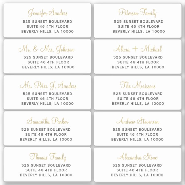 Étiquettes de adresse invités de mariage élégants (Devant)