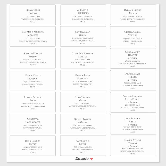 Étiquettes de adresse invités de mariage simple et (Créateur téléchargé)