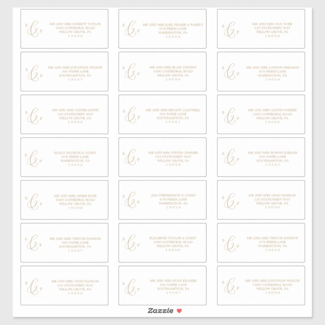 Étiquettes de adresse invités Delicicate Gold Mono (Feuille)