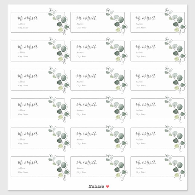 Étiquettes de adresse invités Eucalyptus Sprig (Feuille)