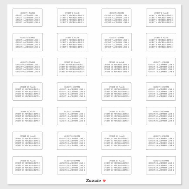 Étiquettes de adresse invités pour 28 enveloppes d (Feuille)