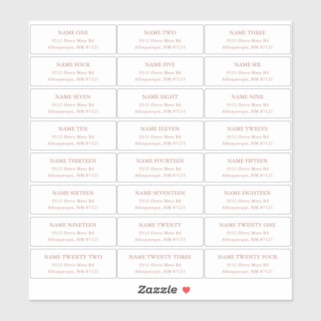 Étiquettes de adresse invités Terra Cotta (Feuille)