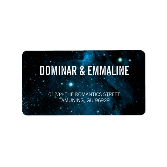 Étiquettes de adresse Mariage Blue Galaxy (Devant)