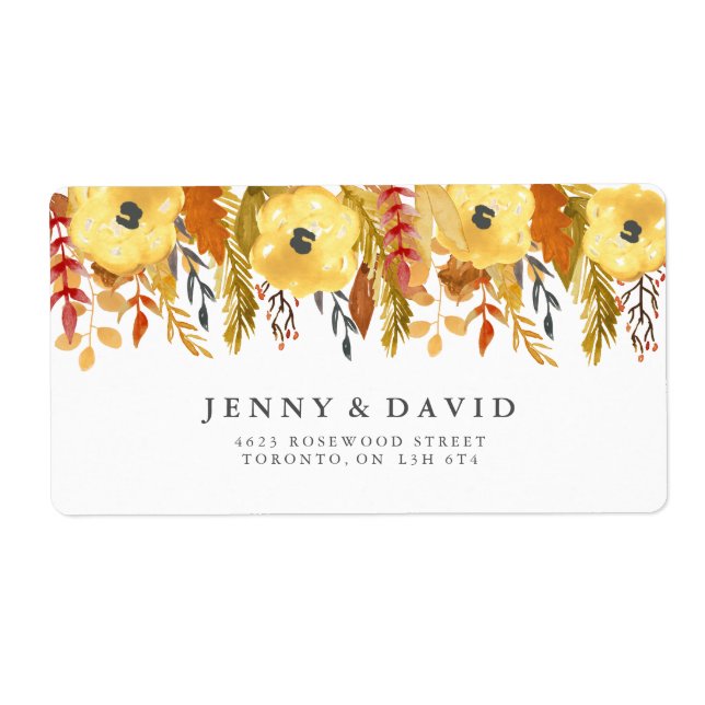 Étiquettes de adresse Mariage de automne aquarelle (Devant)