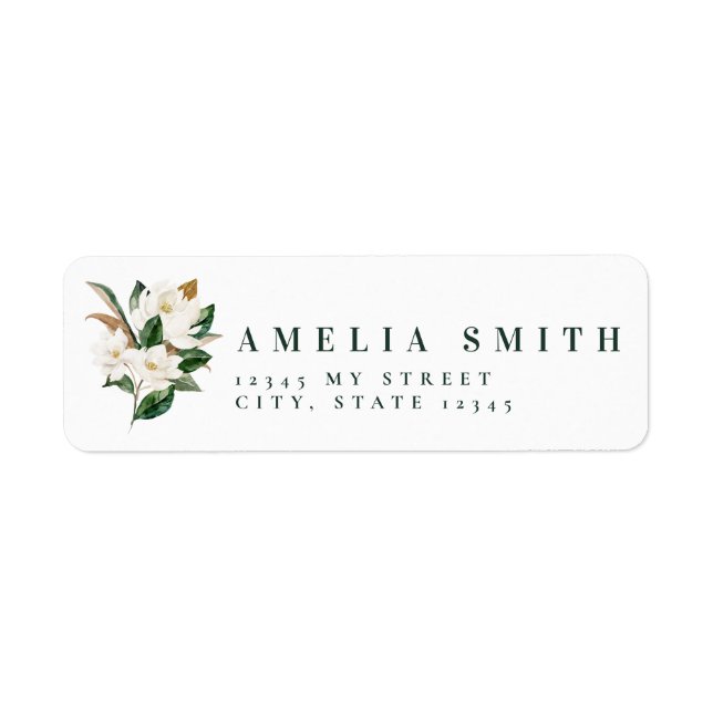 Étiquettes de adresse Mariage Magnolia (Devant)