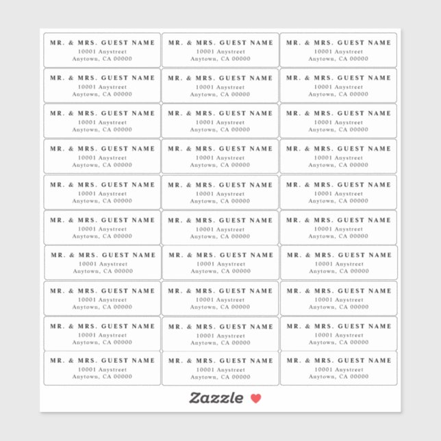 Étiquettes de adresse mariages invités (Feuille)