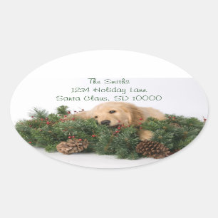 Étiquettes de adresse mignons de chien de Noël