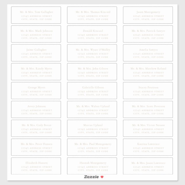 Étiquettes de adresse minimalistes d'hôtes beige (Feuille)