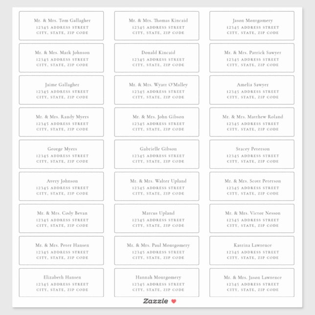 Étiquettes de adresse minimalistes d'invités noirs (Feuille)