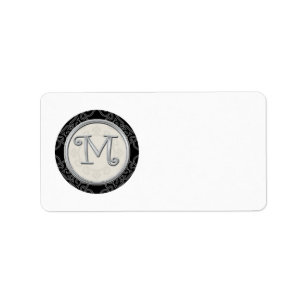 Étiquettes de adresse monogrammes Silver Initial M