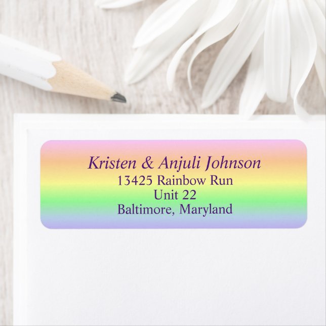 Étiquettes de adresse Pastel Rainbow (En situation)