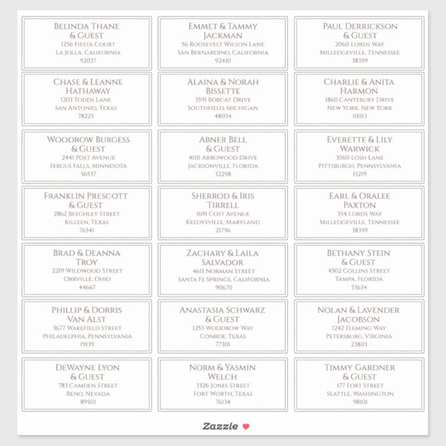 Étiquettes de adresse pré-adressés (Feuille)