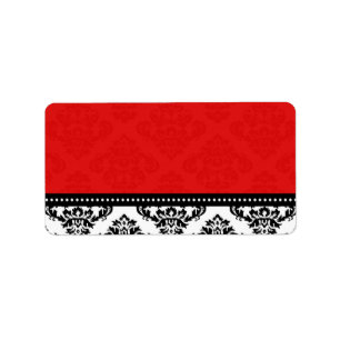 Étiquettes de adresse Red Mariage damassé
