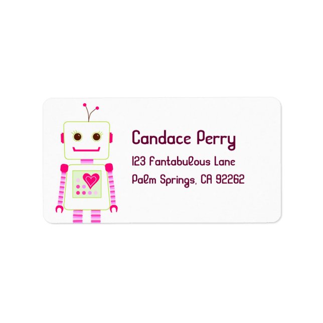 Étiquettes de adresse robots fillettes (Devant)