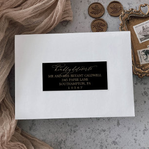 Étiquettes de adresse romantiques Gold et Black Gu