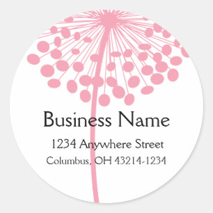 Étiquettes de adresse ronds de Dandelion rose