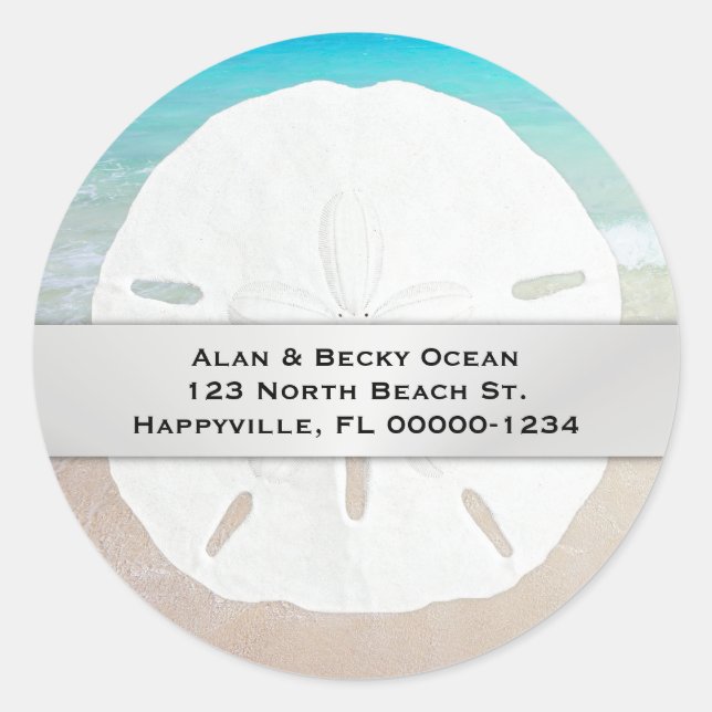 Étiquettes de adresse ronds de retour de plage du (Devant)