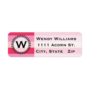 Étiquettes de adresse roses de monogramme de