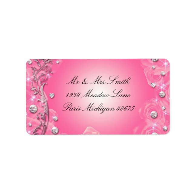 Étiquettes de adresse/Roses et diamants (Devant)
