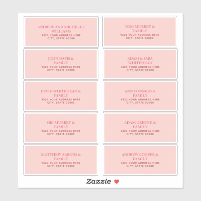 Étiquettes de adresse roses simples (Feuille)